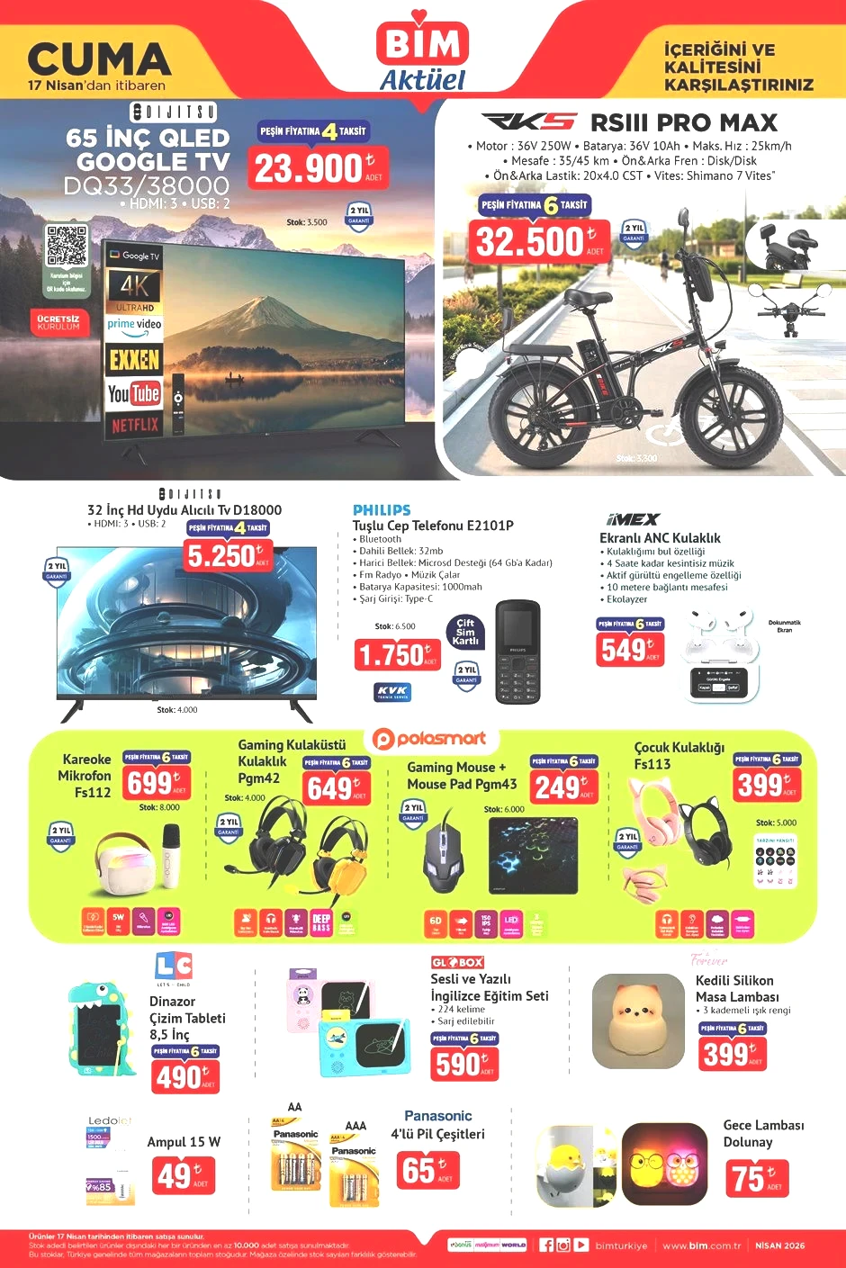 YEPYENİ GÜNCEL AFİŞ SIRAYLA SATIŞA ÇIKIYOR BİM AKTÜEL 15-17 NİSAN 2026 KATALOĞU - İNDİRİMLİ BROŞÜR TAMAMI || Bimde gelecek hafta ve Cuma ürünleri neler Bim aktüel afişi Sepetli Bisiklet, Tuşlu Telefon, Işıklı Scooter, Drone Getiriyor