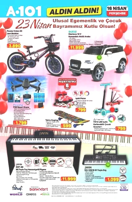YARIN RAFLARDA A101 AKTÜEL 16 NİSAN PERŞEMBE HANGİ ÜRÜNLER İNDİRİMDE A101 Aldın Aldın katalog ürünleri: Elektrikli düdüklü tencere, Akıllı mutfak robotu, Yüksek basınçlı yıkama makinesi, Piyano...