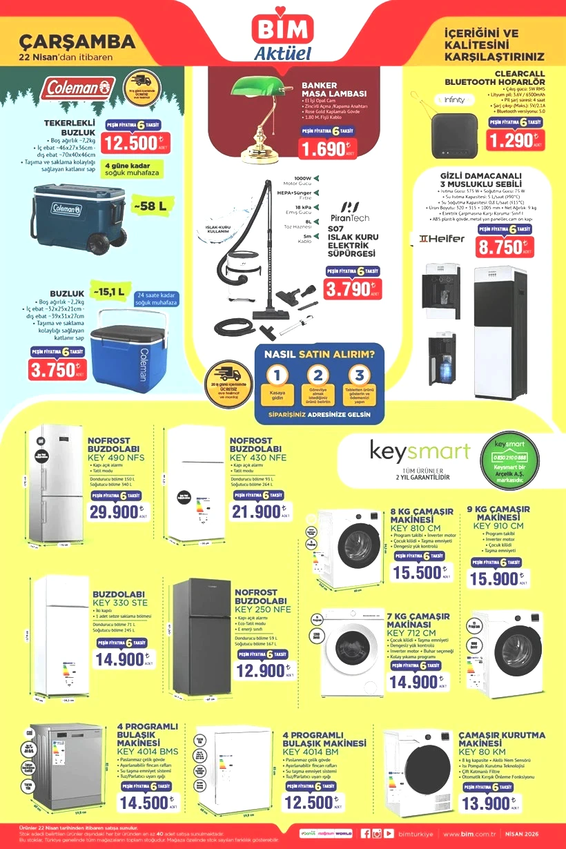 BİM 21-22-24 Nisan 2026 Aktüel Ürünler Kataloğu Klima, Otomatik Çadır, Damacanalı Sebil Geliyor - Resim : 3